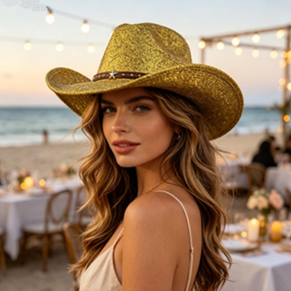 European and American Knight Hats Western Cowboy Stage Performance Retro Gentleman's Hat Party Performance Jazz Hat Upturned Cowboy Hat