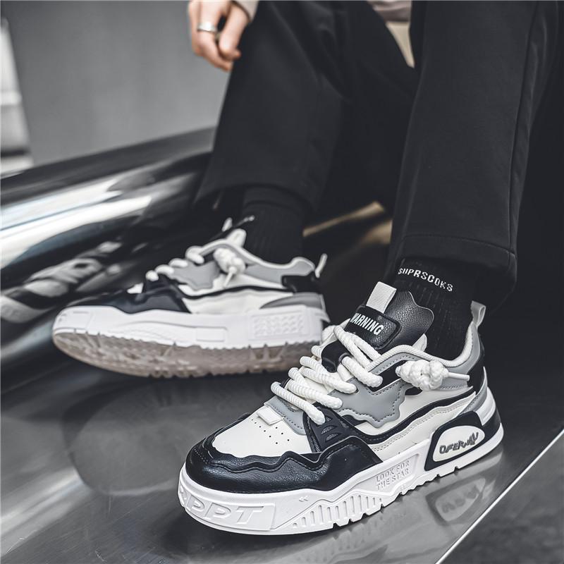 Internet Celebrity Popular Men's Shoes Winter Versatile Casual Board Shoes Student Leather Surface Non-slip Sports Thick Sole Heightening Small W