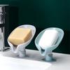 Cute Leaf Shape Soap  Box  Drain  Rack Toilet Accessories Multi-purpose Suction Cup Vertical Wall