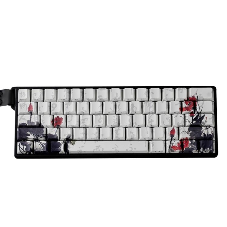 Professional PBT Keycaps MXes 60/68Keys Dyes Sublimated Plums Flower Pattern Ergonomic OEM Profile Computer Access