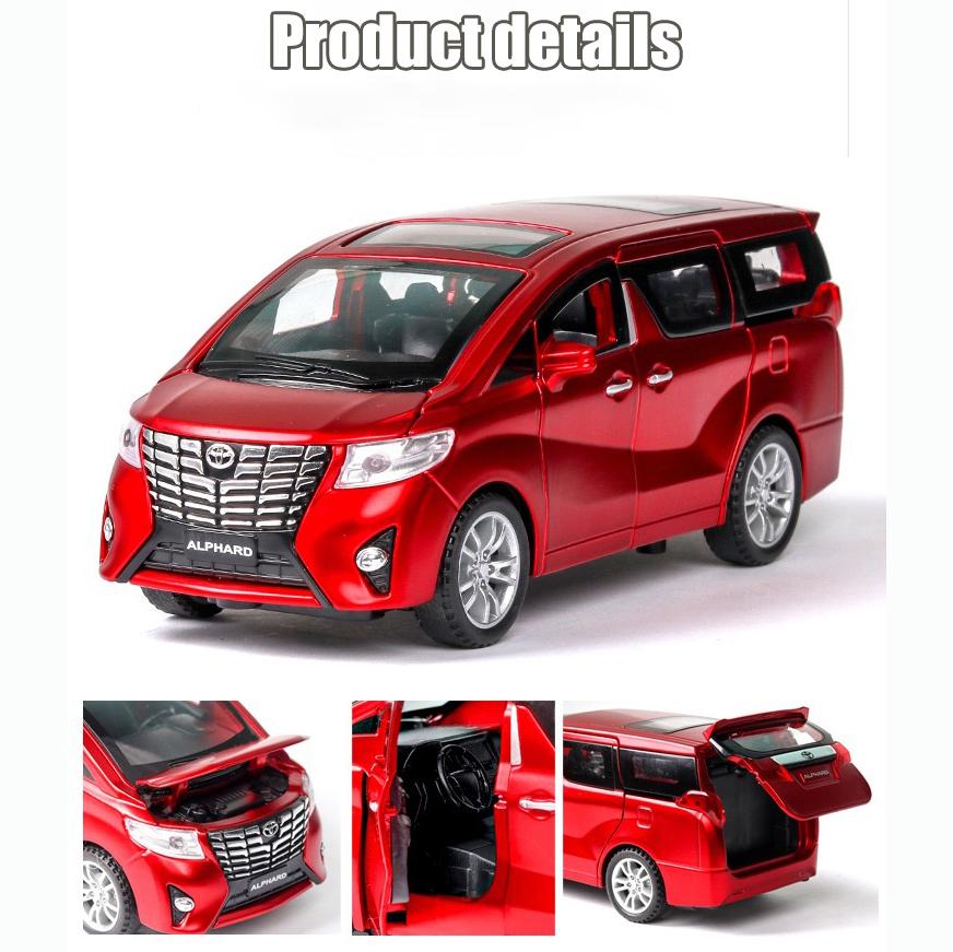 1:Model auta ze slitiny Toyota Alphard v měřítku 32, světelné a zvukové efekty tlakově lité autíčka pro chlapce Dárek k narozeninám Dětské hračky Kolekce aut