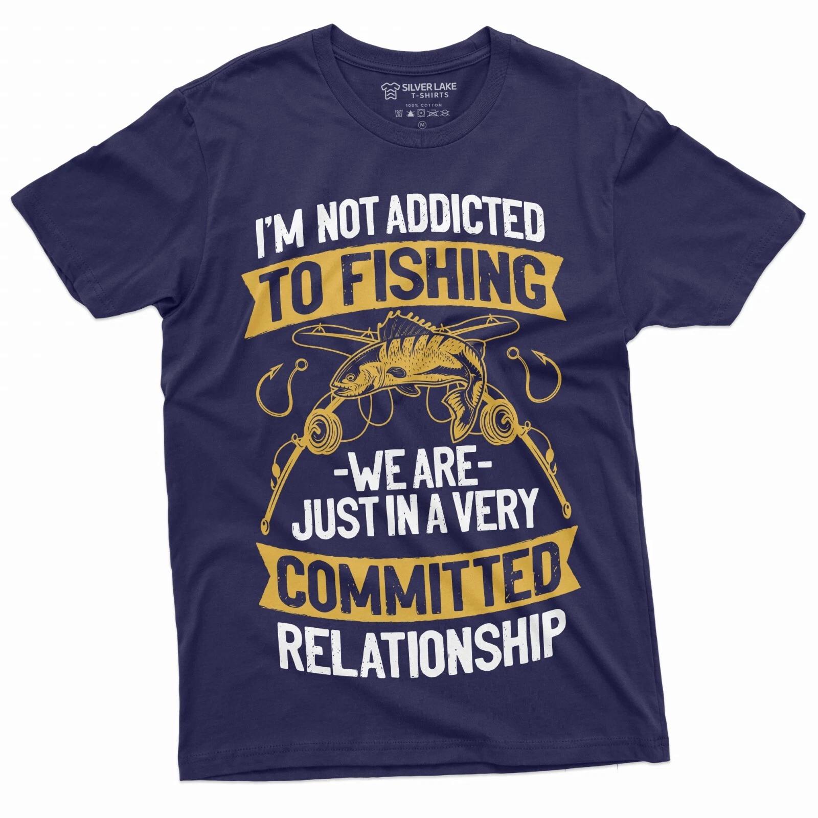 Funny Fishing T-shirt Addicted to Fishing Grandpa Dad husband Fisherman Shirt XL
