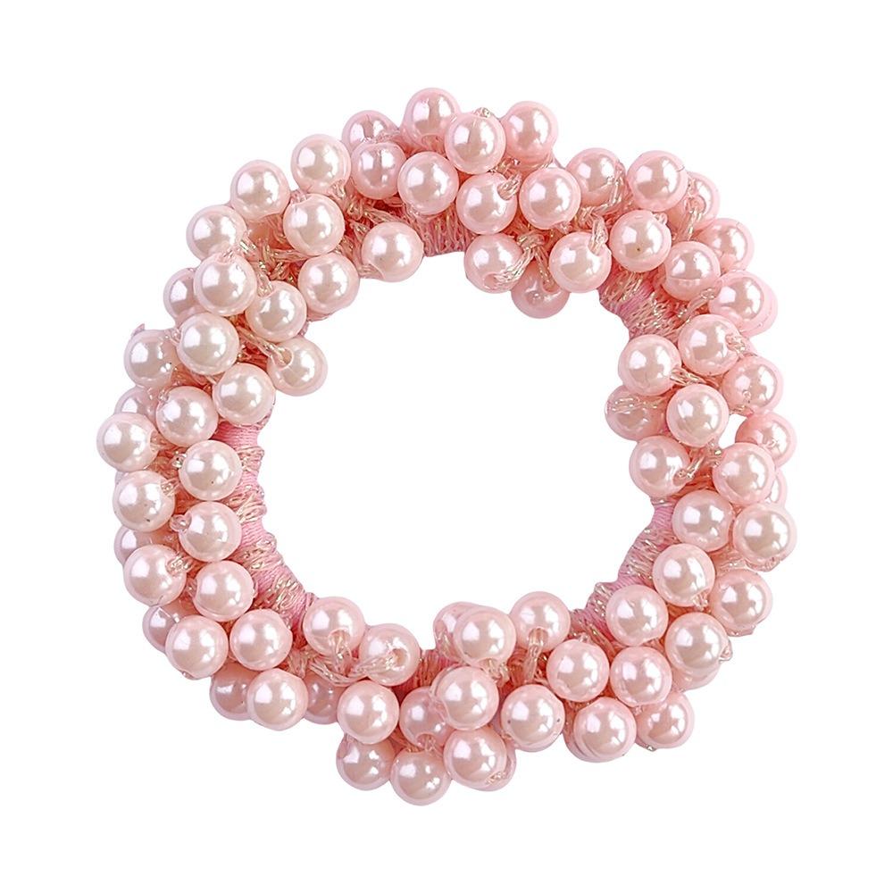 Woman Elegant Pearl Hair Ties Beads Girls Bow Scrunchies Rubber Hairbands Ponytail Holders Hair Accessories Elastic Hair Bands