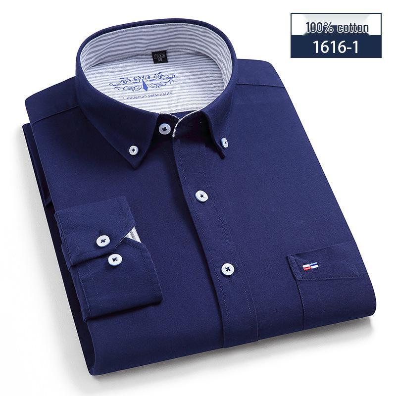 Oxford Men's Long Sleeve Printed Business Shirt - Slim Fit Turn-Down Collar