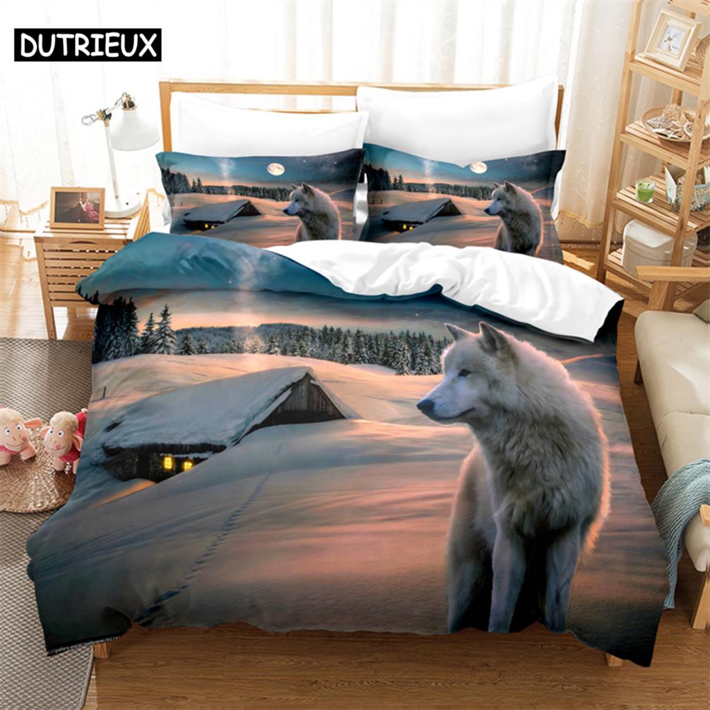 3D Digital Printing Fashion Design Ferocious Animals Beding Set, Quen Sized Dimensions Soft with Soft Fabric Duvet Cover Set