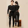 2 Pcs/Set Winter Thermal Clothing Set Round Neck Seamless Long Sleeve Warm Thick Plush Slim Fit Elastic Lady Cold Weather Pajamas Set