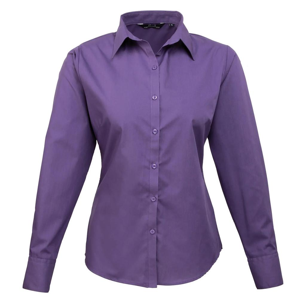 Premier Womens/Ladies Poplin Long-Sleeved Blouse