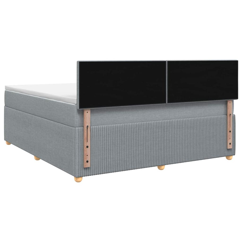 Box Spring Bed with Mattress Light Grey 160 x 200 cm Fabric