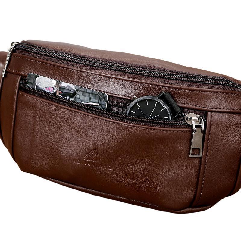 Herren Echtleder Umhängetasche Bauchtasche: Multifunktionale Hüfttasche mit großer Kapazität zum Laufen und für die Arbeit
