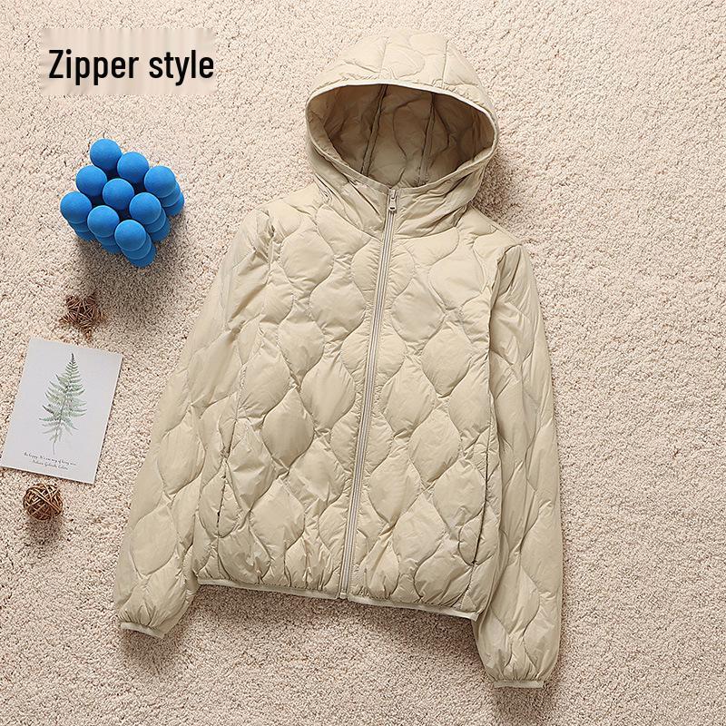 2025 Herbst/Winter Damen Kapuzen-Leichtdaunenjacke - Langarm, Lässig, Warm, Koreanischer Modestil.
