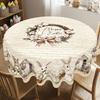 Rustic Easter Tablecloth Farmhouse Bunny Eggs Table Cover Easter Decorations for Home Kitchen Dining Spring Garden Tablecloth