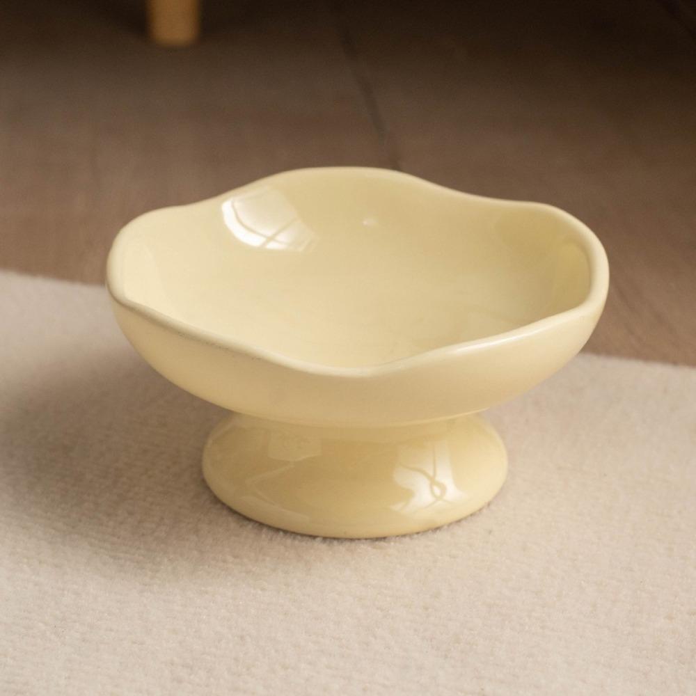 Non-slip Base Petal Ceramic Cat Bowl High Foot Tilted Angle Elevated Cat Bowl Ergonomic Anti-Tip Cat Bowl Pet Feeding Drinking