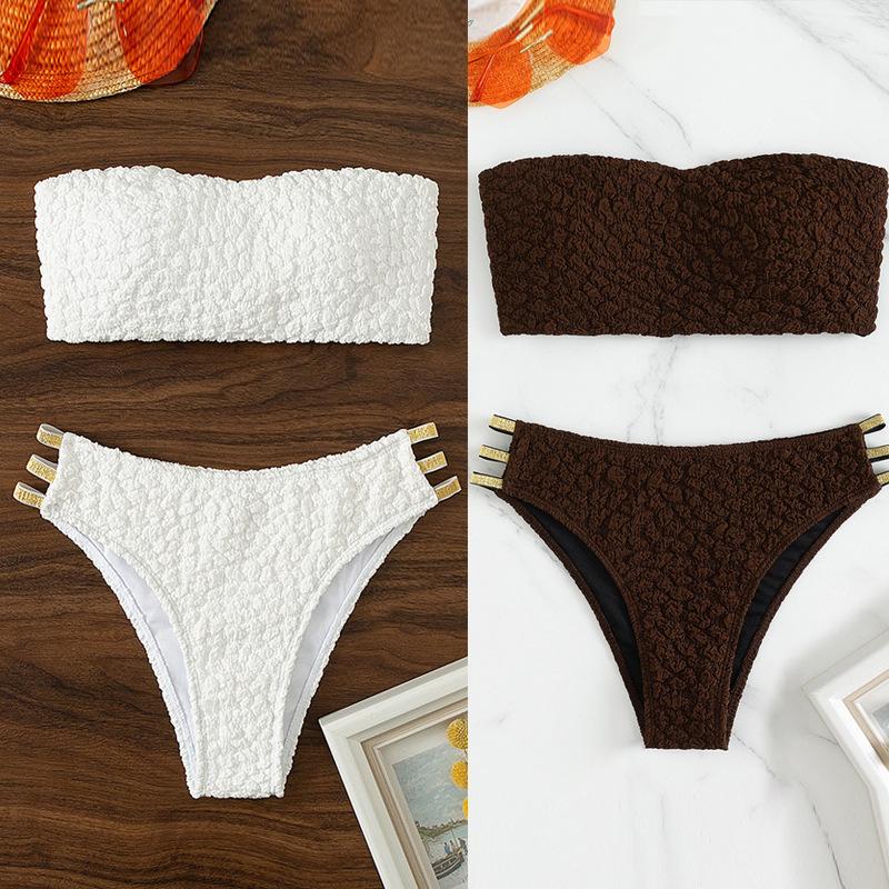 2025 Women's Strapless Cutout High Waist Thong Bikini Set - Brazilian Beachwear Swimsuit