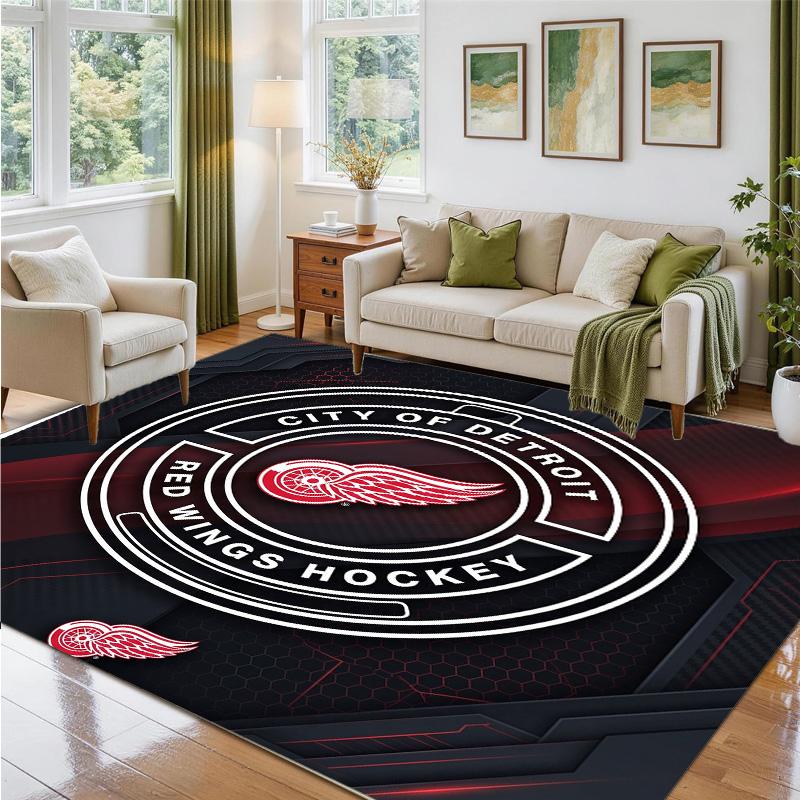 Detroit Red Wings Design Crystal Velvet Rug Soft Decorative Mat for Bedroom Entrance