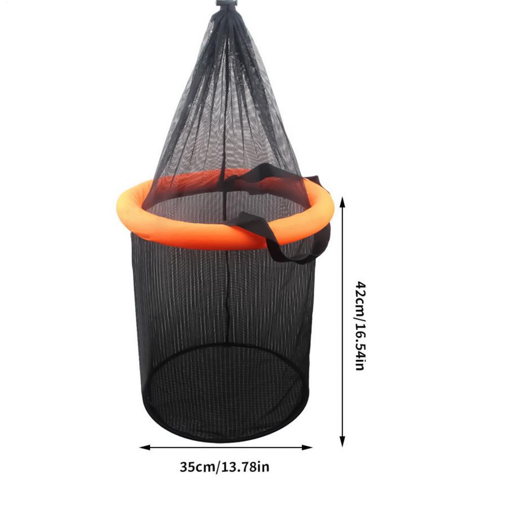 Floating Fish Basket Foldable Live Caught Net Portable Floating Mesh Basket With Drawstring For Crayfish Catfish Lures Storage