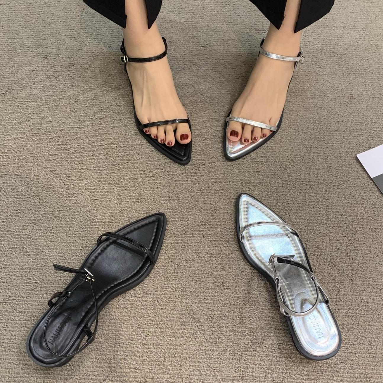 

Женские сандалии 2024, летняя новая мода, дизайнерские женские сандалии на высоком каблуке с острым носком, женская мода, банкетное платье, на низком каблуке