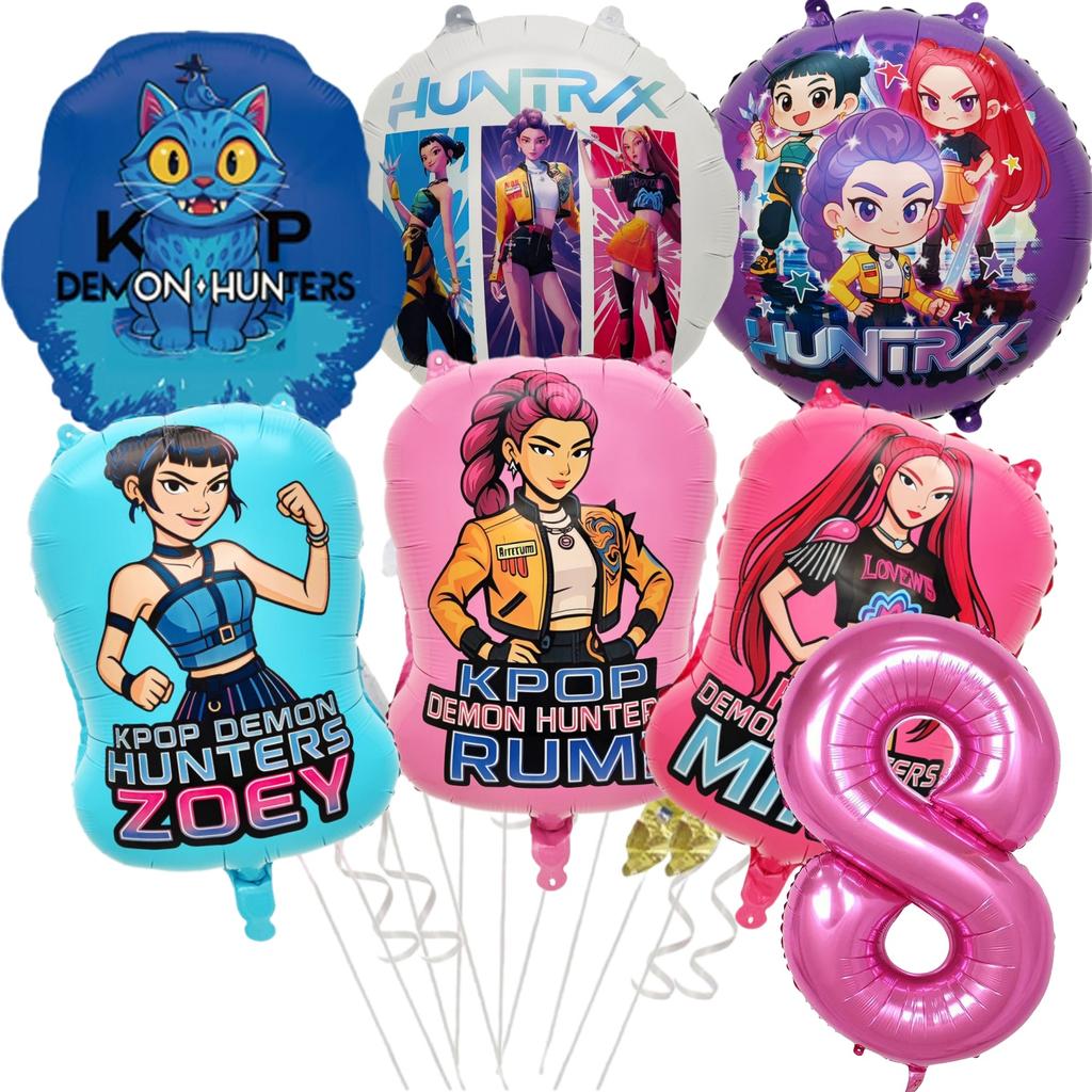 Balon Kpop Łowca Demonów Topper na Tort Dekoracja Urodzinowa k-pop Łowcy Demonów Naklejka Breloki Urodzinowe Upominki na Imprezę dla Dzieci