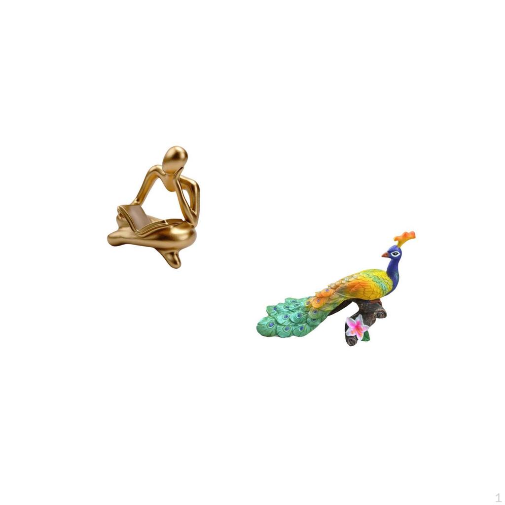 Abstract Thinker Statue Decoration Peacock Sculpture Figurine Decorative Ornament Crafts