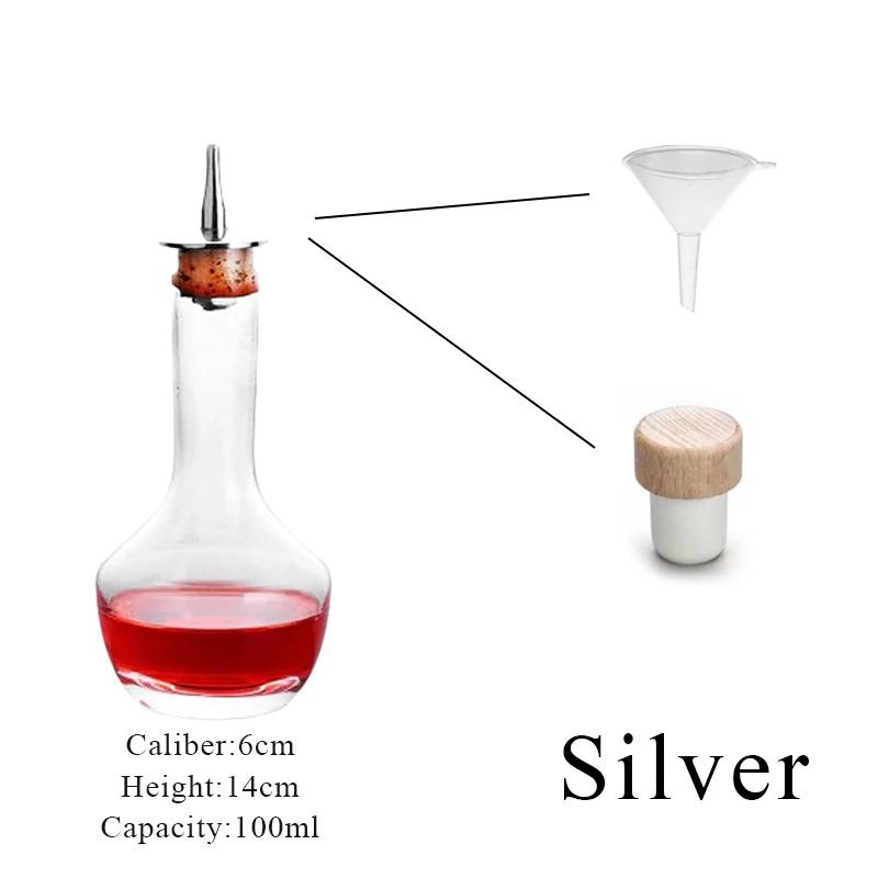 Cocktail Bitters Bottles With Cap Vintage Glass With Stainless Steel Caps Kitchen Seasoning Tools Bar Bartender Accessories