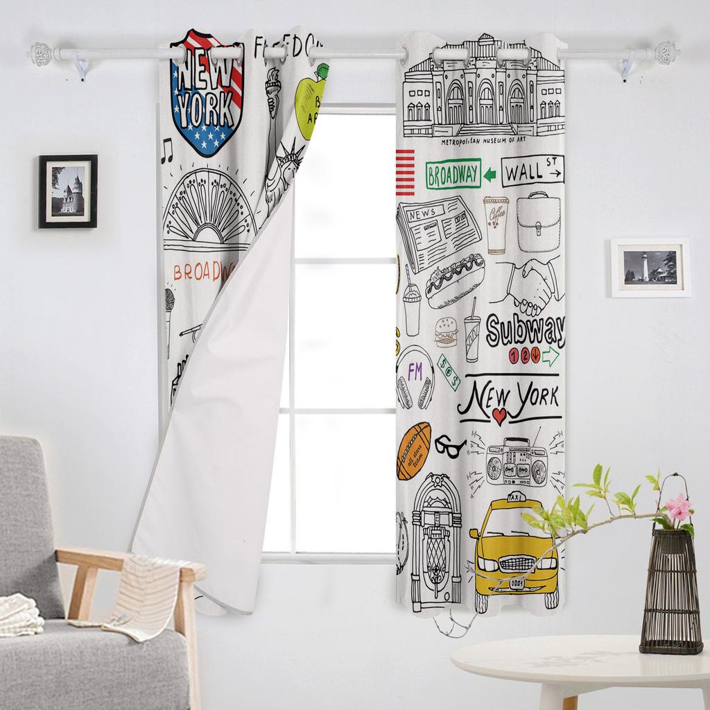 New York Záclony do oken Ložnice Kuchyň Závěsy Panel Domácí dekorace Záclony do obývacího pokoje