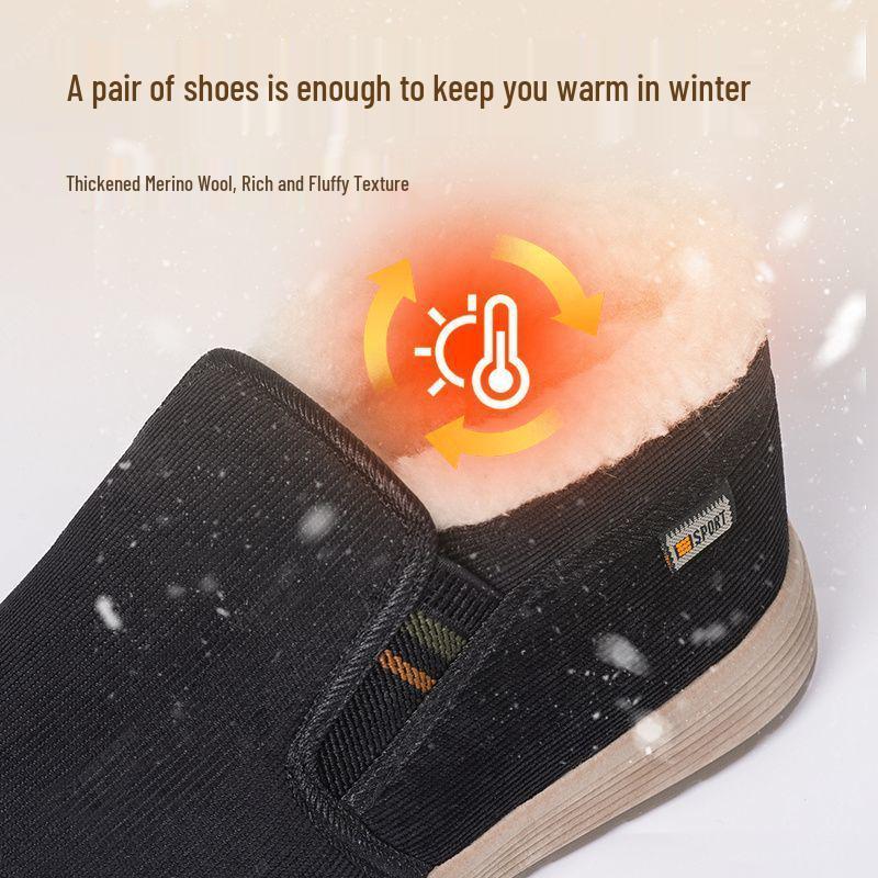 Men's Winter Warm Velvet-Lined Anti-slip Cloth Shoes for Dad