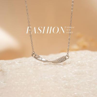 Three-Dimensional S925 Sterling Silver Smile Necklace with High-End Zircon, Radiating Simple Luxury and Versatile Niche Design.