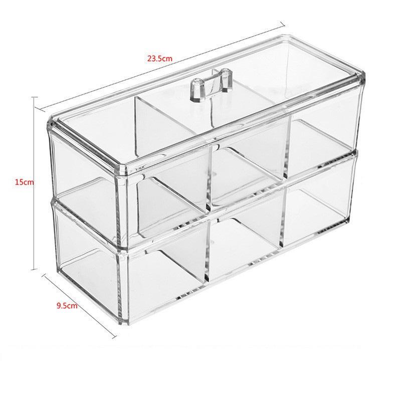 Acrylic Cotton Swab & Makeup Remover Storage Box with Lid - Transparent Square Organizer & Toothpick Holder
