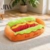 Kleintierbett für Geburtstagsgeschenk Hot Dog Bett, Niedliches Gemütliches Kuschel-Bett mit Abnehmbarem Waschbarem Polster, Lustige Langlebige Haustiermöbel Zuhause Brötchen Plüsch Hunde Katzen