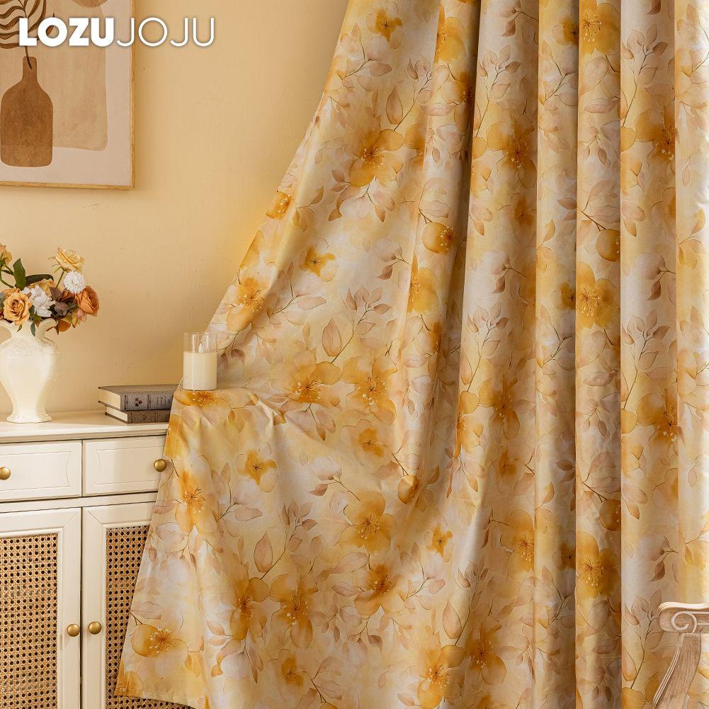 1PC LOZUJOJU Nordic Pastoral Style Yellow Printed Curtains Fully Blackout Curtain for Bedroom Living Room Balcony Window for Home Decor
