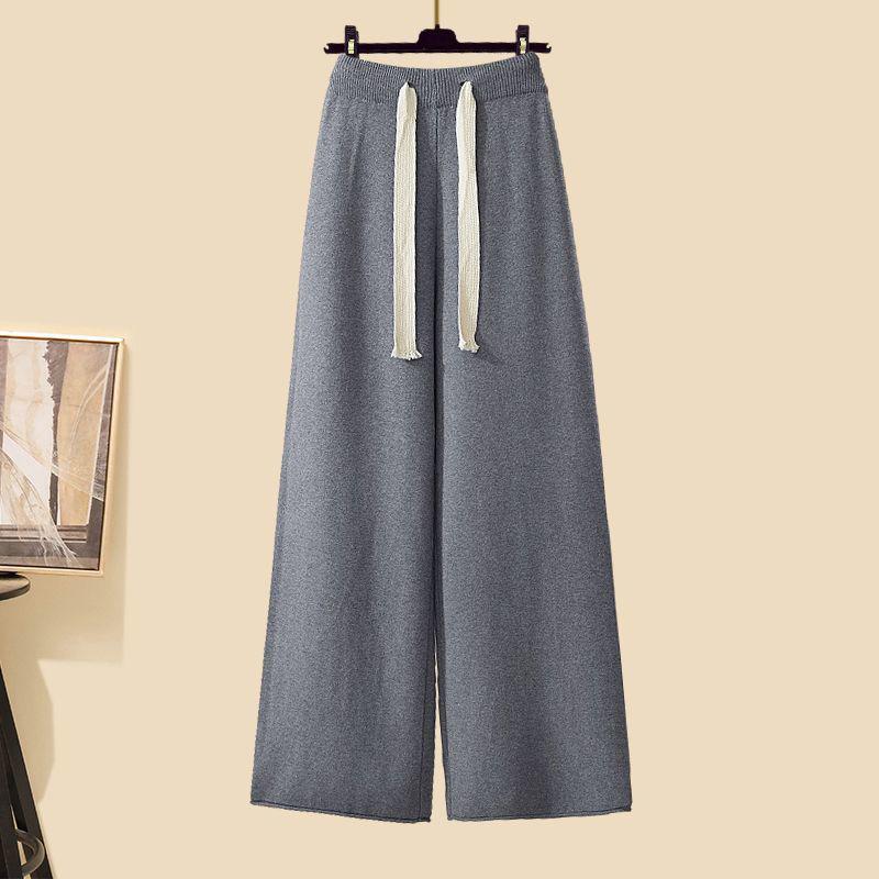 Women's Autumn 2024 Three-Piece Set: Mid-Length Cardigan Jacket, High-Neck Sweater, and Slim Wide-Leg Pants