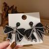 Silver Needle Korean Diamond Bow Earrings Versatile Fashion Temperament Earrings Niche Design Earrings Light Luxury Premium Sense
