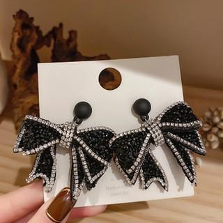 Silver Needle Korean Diamond Bow Earrings Versatile Fashion Temperament Earrings Niche Design Earrings Light Luxury Premium Sense