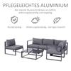6-Piece Garden Furniture Set, Garden Set, Garden Sofa Set, Seating Group, Garden Furniture Aluminum + Polyester + Tempered Glass Grey, 4 X Armchair