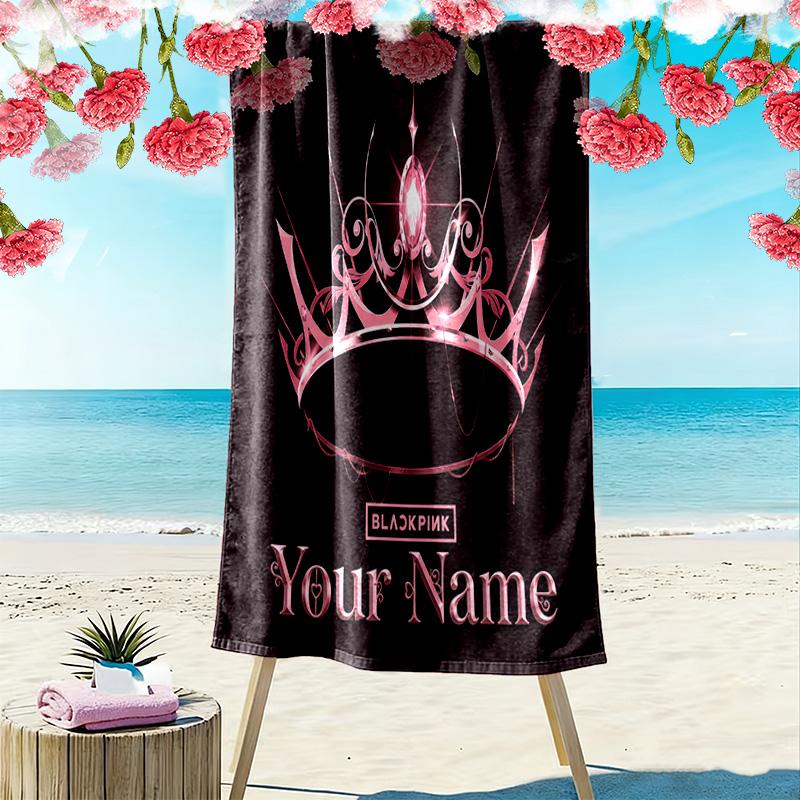 Custom Name Blackpink Print Beach Towel, Large Soft Quick Dry Towel for Beach Camping Swimming -HE14