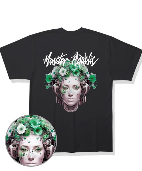 MONSTER REPUBLIC Cyber Flower Mix Green T-Shirt Black