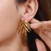 Yori Trendy Daily Stainless Steel Leaf Earrings Chic Golden PVD Plated Fashion Charm Handmade Jewelry 2025