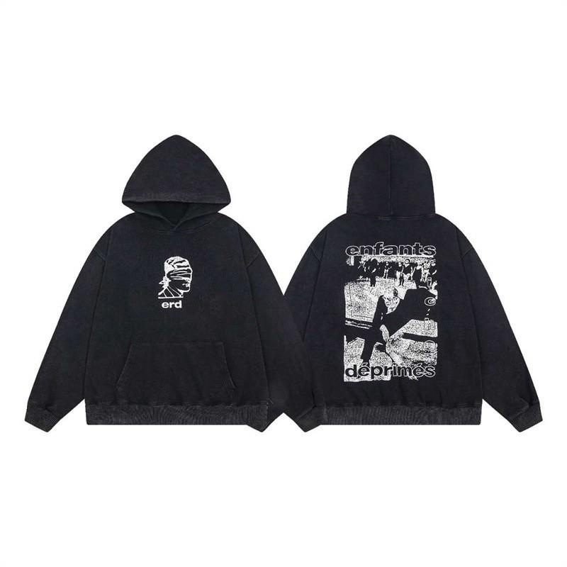 Unisex Oversized Hooded Sweatshirt With Washed Vintage Print Soft Cotton Blend Relaxed Fit Fall Casual Wear