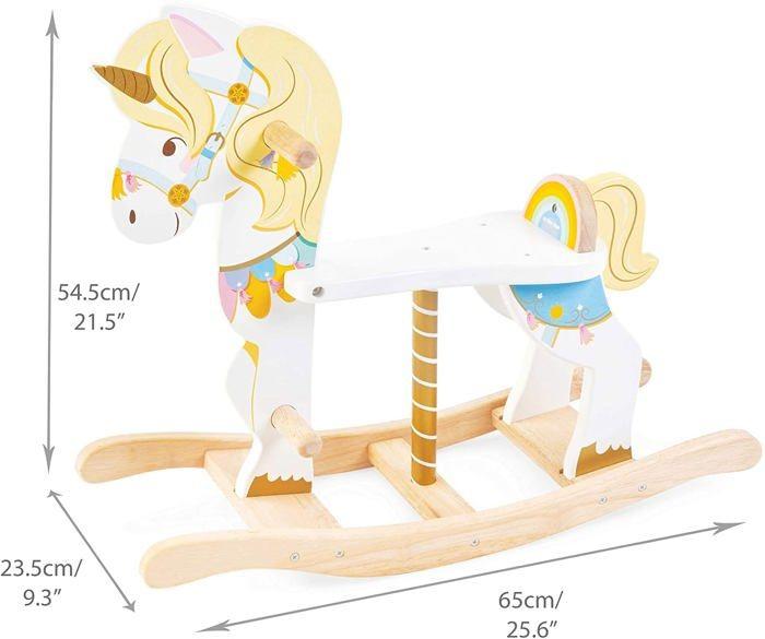 Wooden Rocking Unicorn Le Toy Van - Unique Color - for Children from 12 Months