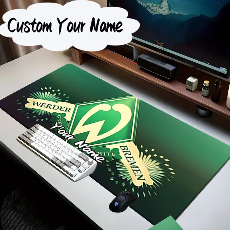Custom Name Mouse pad Green And White Werder Mouse pad, Gaming Mouse Pad, keyboard pad, Desk Decor for computer notebook Fan Birthday Gift