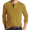 Men's Casual Long Sleeve Henley Shirt with Chest Pocket