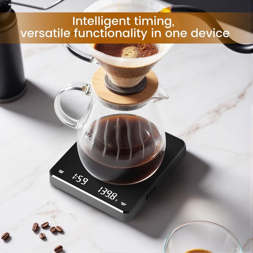 New Design 3KG/0.1G Household Multifunction Black Kitchen Office Digital Coffee Scale with Tiemer