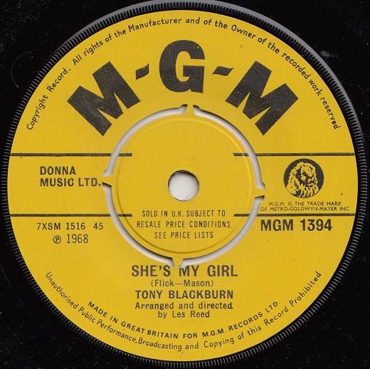 

Пластинка 7 дюймов ТОНИ БЛЭКБЕРН She s My Girl MGM1394 MGM Records 1968 Великобритания Поп Б/у