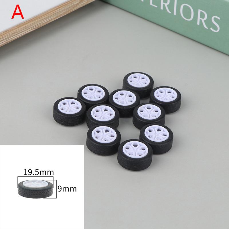 10Pcs Pc Toy Wheel Rubber Rim Tyres Diy Mini Technology 4Wd Colorful Tires Hole
