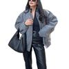 2025 Women's Casual Solid Stand Collar Long Sleeve Coat with Large Pockets
