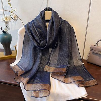 Spring and Summer New Temperament Fashionable Scarf Thin Air Conditioning Shawl Long Warm Emulation Silk Scarf for Women