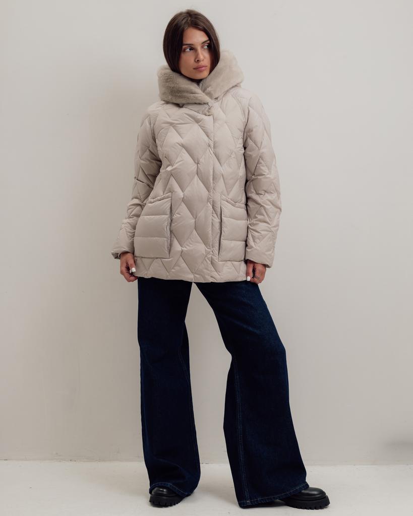 Women's Jacket with Fur BatterFlei 2422 42 Milky