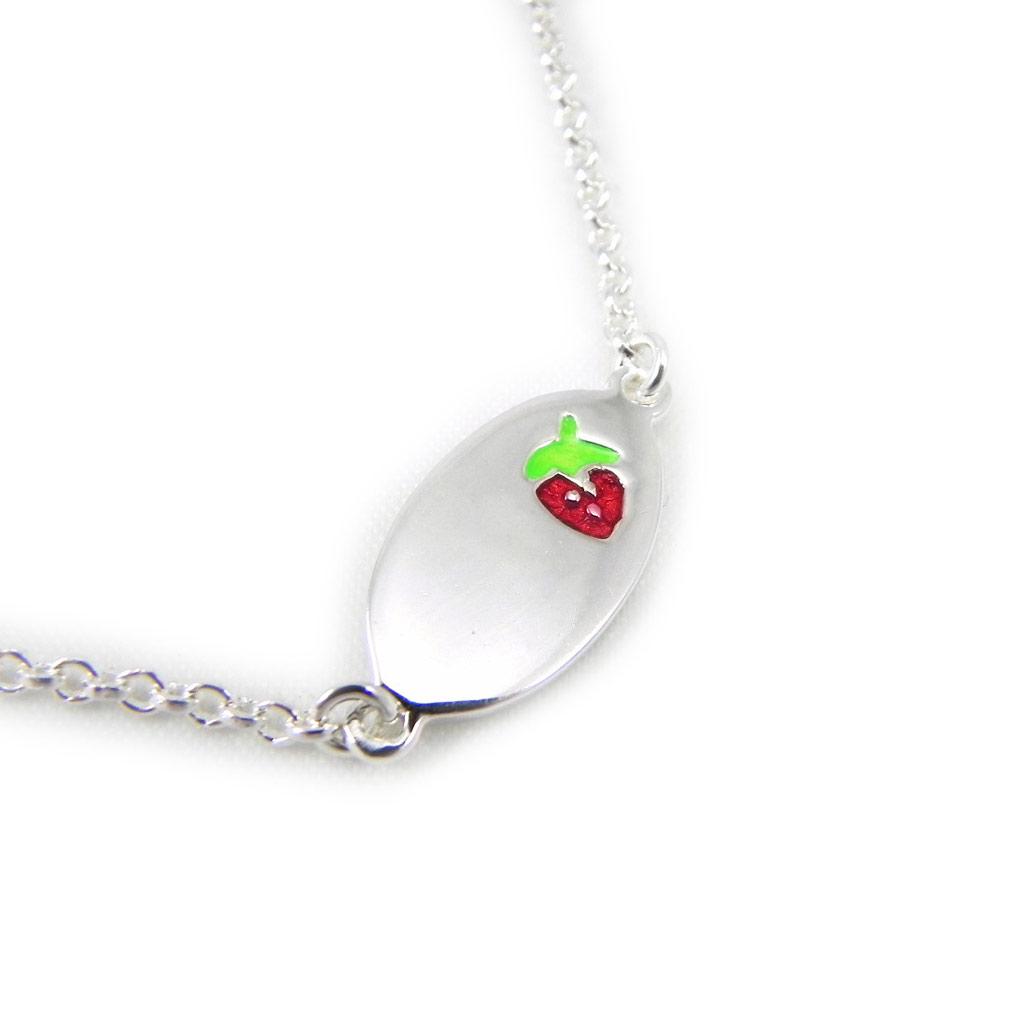 Les Trésors De Lily [G9051] - Gourmette Argent 'Fraise' rouge