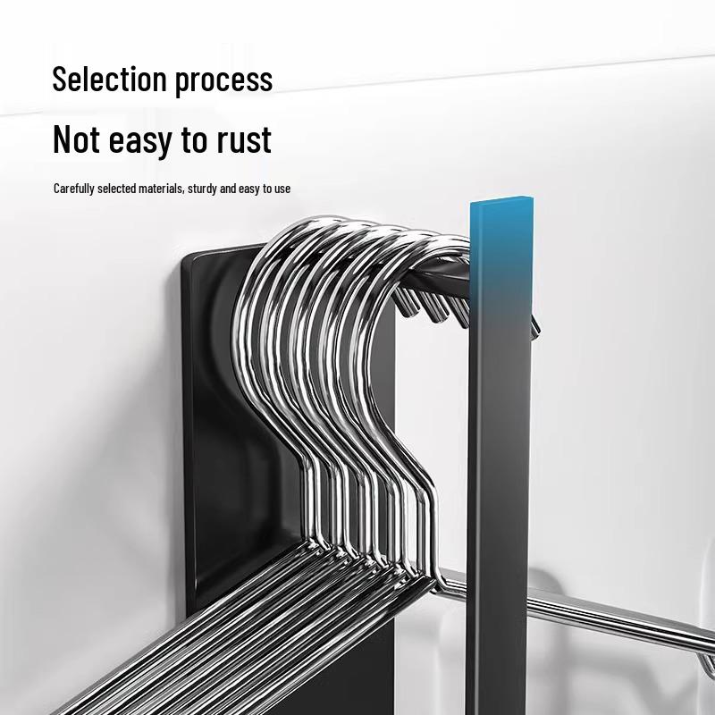 Magnetic No-Punch Clothes Drying Rack: Multifunctional Hanger for Balcony & Laundry.
