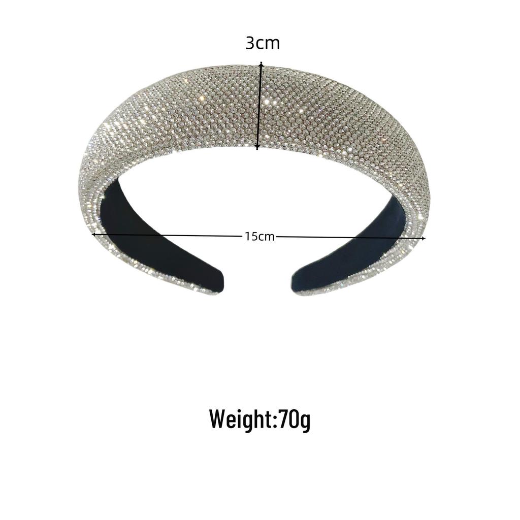French Luxury Full Diamond Rhinestone Women's Headband – Dazzling High Crown Essential Headwear