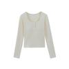 Women's Slim Fit Square Collar Long-Sleeved T-Shirt with Chest Pads for Autumn and Winter